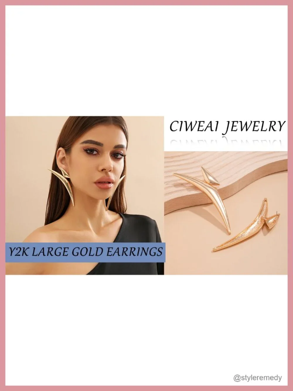 Oversized Geometric Dangle Earrings Y2K Big Irregular Drop Earring Vintage Punk